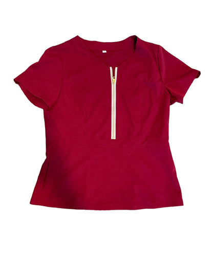 Cranberry Red Scrub Top